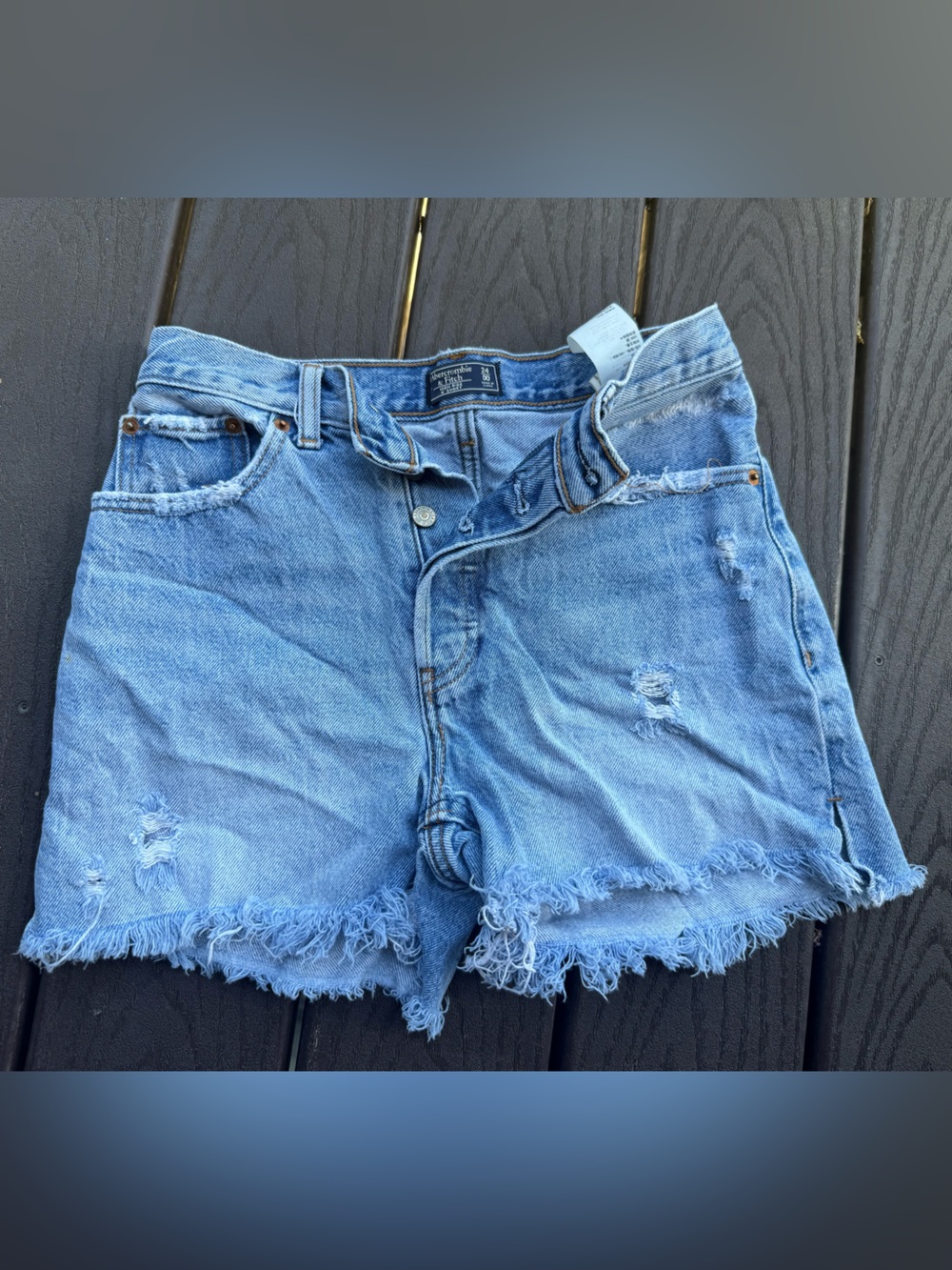 Abercrombie & Fitch Light Blue Distressed Denim Cutoff Shorts